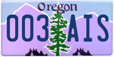 OR license plate 003AIS