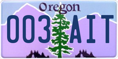 OR license plate 003AIT