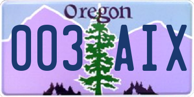 OR license plate 003AIX