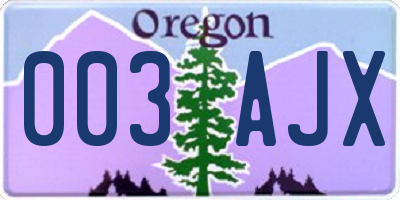 OR license plate 003AJX