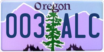 OR license plate 003ALC