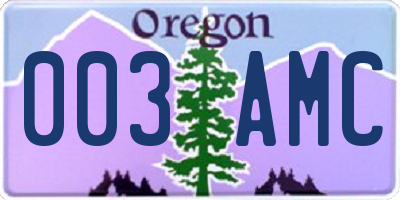 OR license plate 003AMC