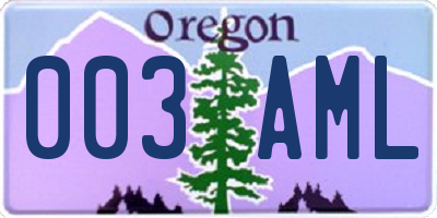 OR license plate 003AML