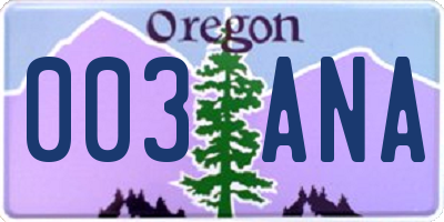 OR license plate 003ANA
