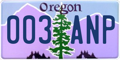 OR license plate 003ANP