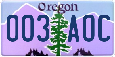 OR license plate 003AOC