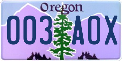 OR license plate 003AOX