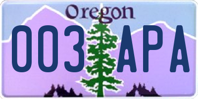 OR license plate 003APA