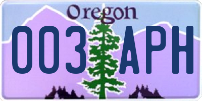 OR license plate 003APH