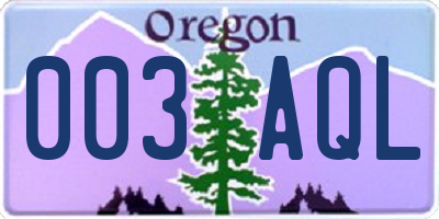 OR license plate 003AQL
