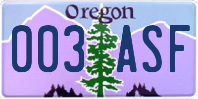 OR license plate 003ASF