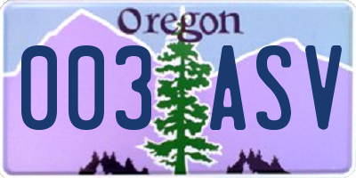 OR license plate 003ASV