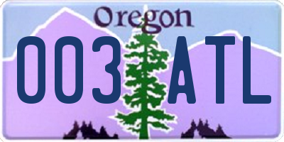 OR license plate 003ATL