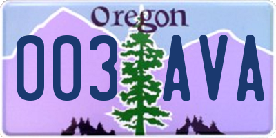OR license plate 003AVA