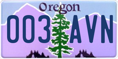 OR license plate 003AVN