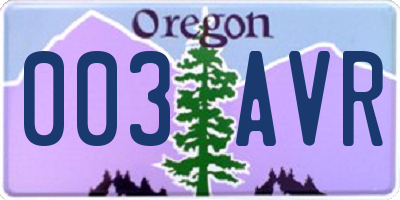 OR license plate 003AVR