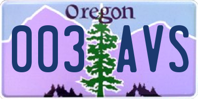 OR license plate 003AVS
