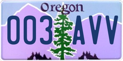 OR license plate 003AVV