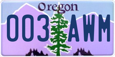 OR license plate 003AWM