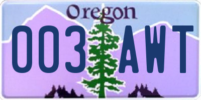 OR license plate 003AWT