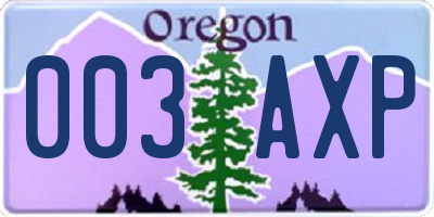 OR license plate 003AXP