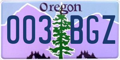 OR license plate 003BGZ