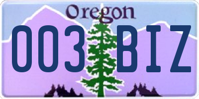 OR license plate 003BIZ