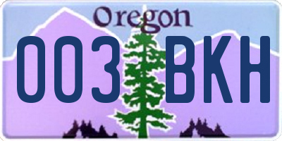 OR license plate 003BKH