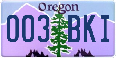 OR license plate 003BKI
