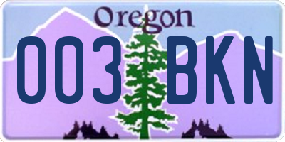 OR license plate 003BKN