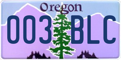 OR license plate 003BLC