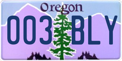 OR license plate 003BLY