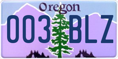 OR license plate 003BLZ