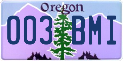 OR license plate 003BMI