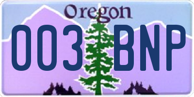OR license plate 003BNP