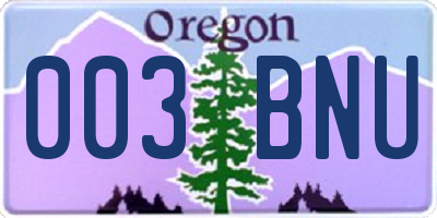 OR license plate 003BNU