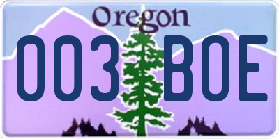 OR license plate 003BOE