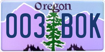 OR license plate 003BOK