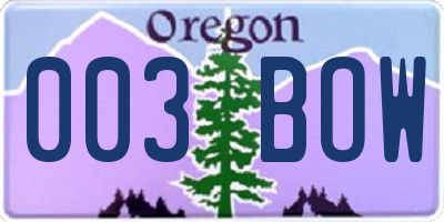 OR license plate 003BOW