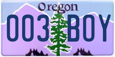 OR license plate 003BOY