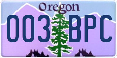 OR license plate 003BPC