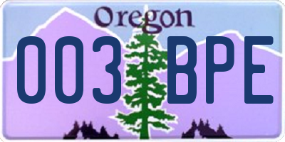OR license plate 003BPE