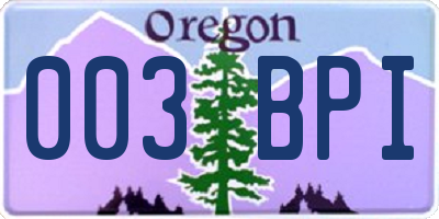 OR license plate 003BPI