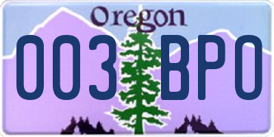 OR license plate 003BPO