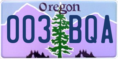 OR license plate 003BQA