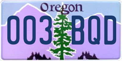 OR license plate 003BQD