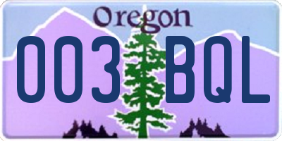 OR license plate 003BQL