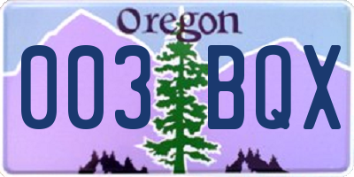OR license plate 003BQX