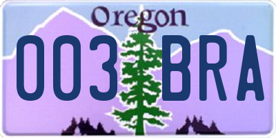 OR license plate 003BRA