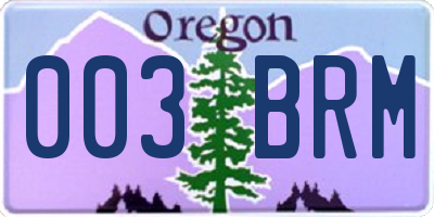 OR license plate 003BRM